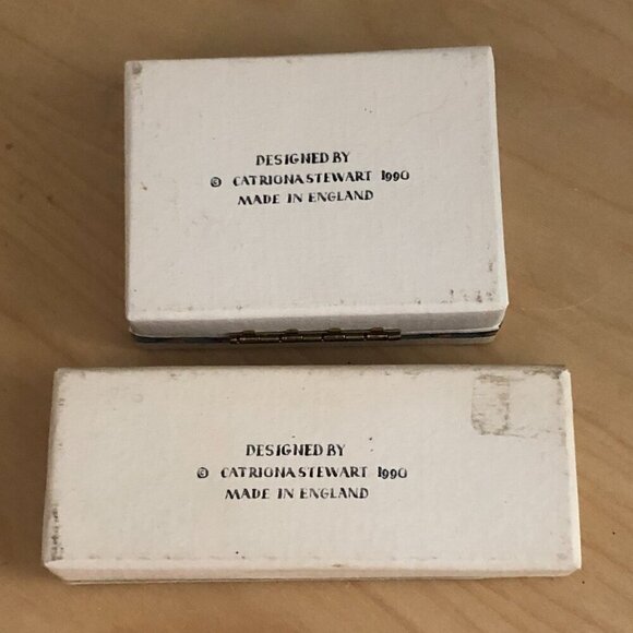 Vintage 1990 Catriona Stewart Golf Fishing Watercolor Painted Boxes - England - Picture 9 of 9